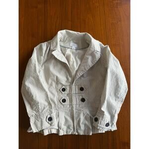 Ann Taylor LOFT Women's Ticking Stripe Pleated Peplum Blazer Jacket - Size 6